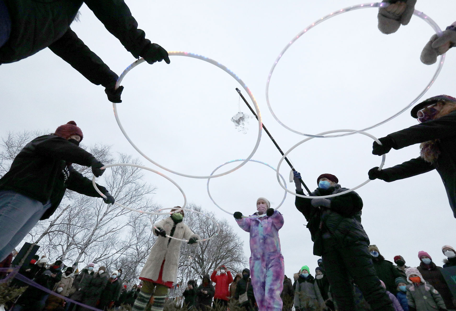 Hoop dancers at "How Lovely Are Thy Branches" opening
